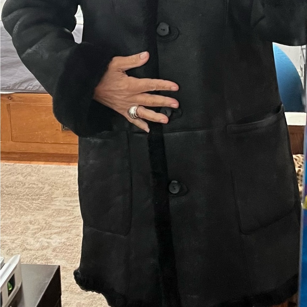 Black sheepskin coat